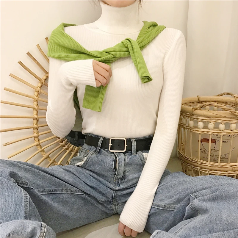 Свитер Женский вязаный в рубчик с длинным рукавом Осень-зима 2021 | Женская одежда