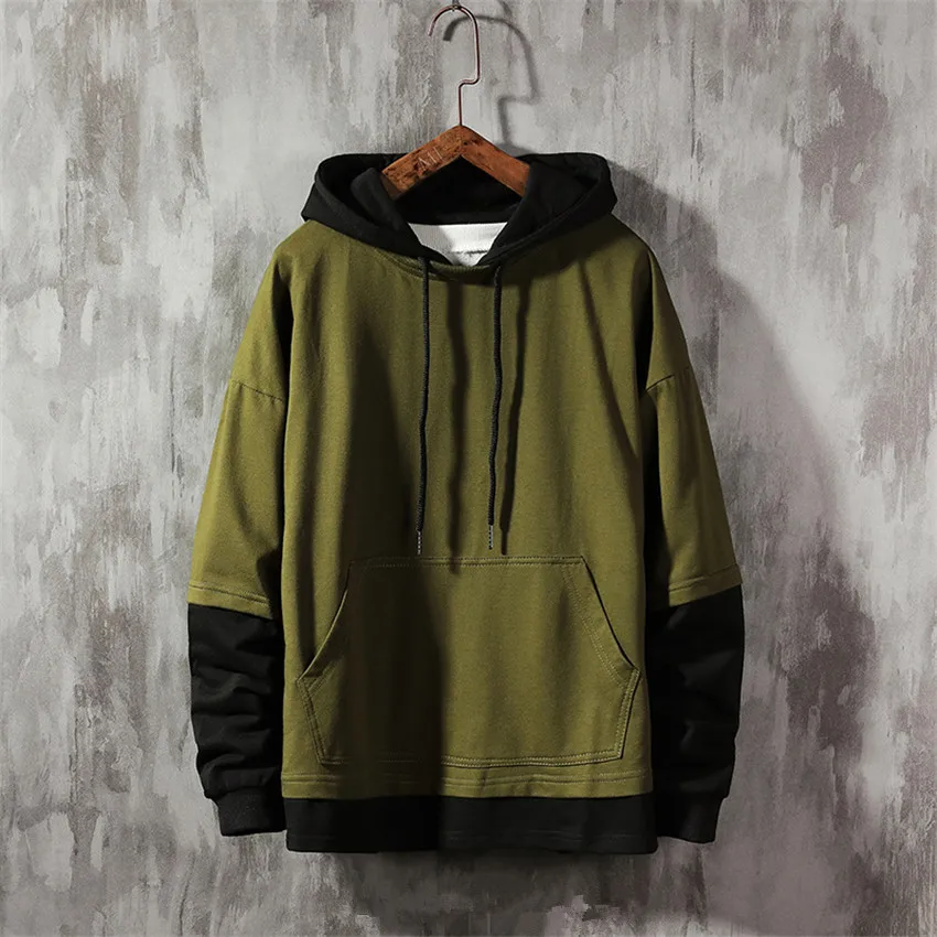 

Pullover Long Sleeve Cotton Hoodie Sweatshirt Mens Hip Hop Pullover Hoodies Streetwear Casual Fashion Clothes colorblock hoodie