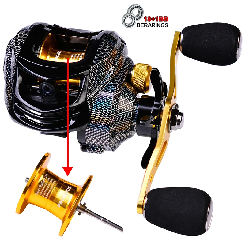 

18 + 1 шарикоподшипник, катушка для заброса приманки, максимальное усилие фрикциона 10 кг, 7,2: 1, высокая скорость, Kekili, заброс приманки, рыболовн...