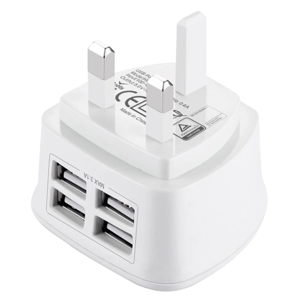 [BS сертификат] HAWEEL UK Plug 4 usb порта Макс 3.1A ravel зарядное устройство, частная форма с патентом, для iPhone, iPad, Galaxy, huawei