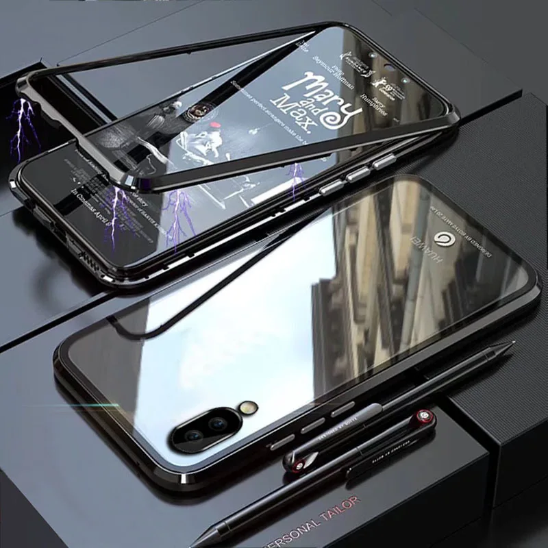 Чехол YonLinTan Coque для Huawei Y6 Pro Prime 2019 Металлическая магнитная рамка жесткие чехлы из