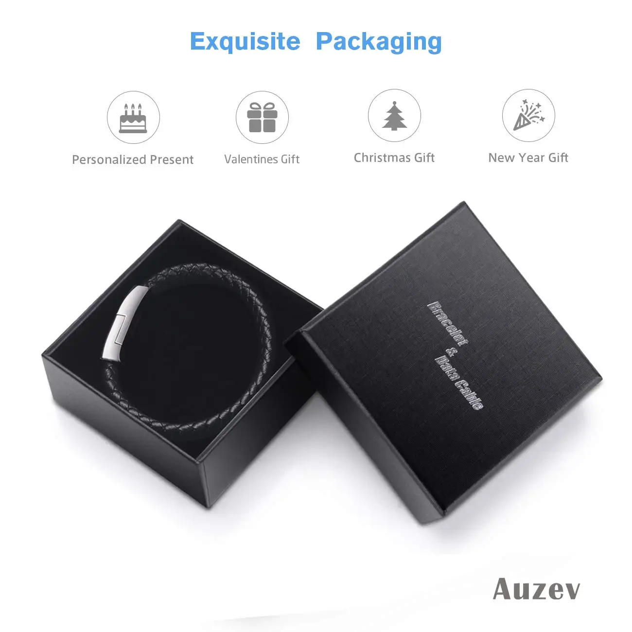 Рождество/Новый год подарки тип-c Кожаный Браслет зарядный кабель Плетеный для