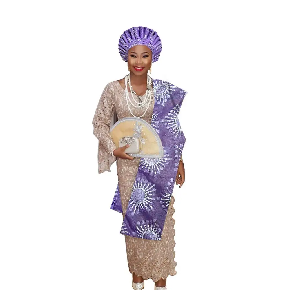 Нигерийский геле головной убор aso oke с плеча геле тюрбан для женщин - Цвет: as pic