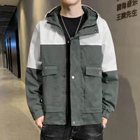 new large size mens korean jacket spring autumn trend lapel print work coat youth handsome versatile casual shirt short