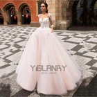 YILIBER кружевное свадебное платье с длинным рукавом Простые ретро Свадебные платья а-образной формы изысканный узор пошив на заказ