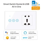 WiFi стандарт розетка и умный выключатель 1 2 3 банды настенный сенсорный светильник переключатель работа с Alexa Google Home 90-240 В