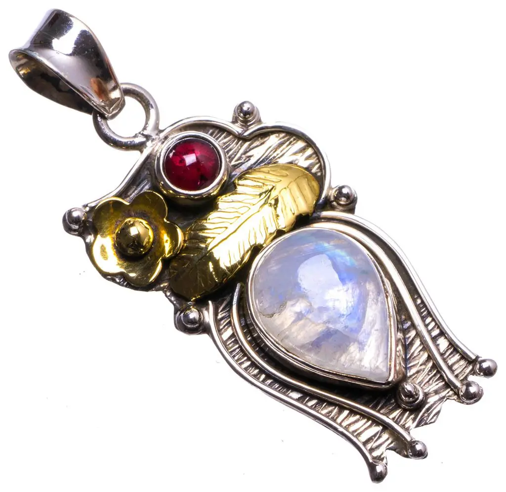 Натуральный Радужный Лунный Камень и Аметист ручной работы уникальная