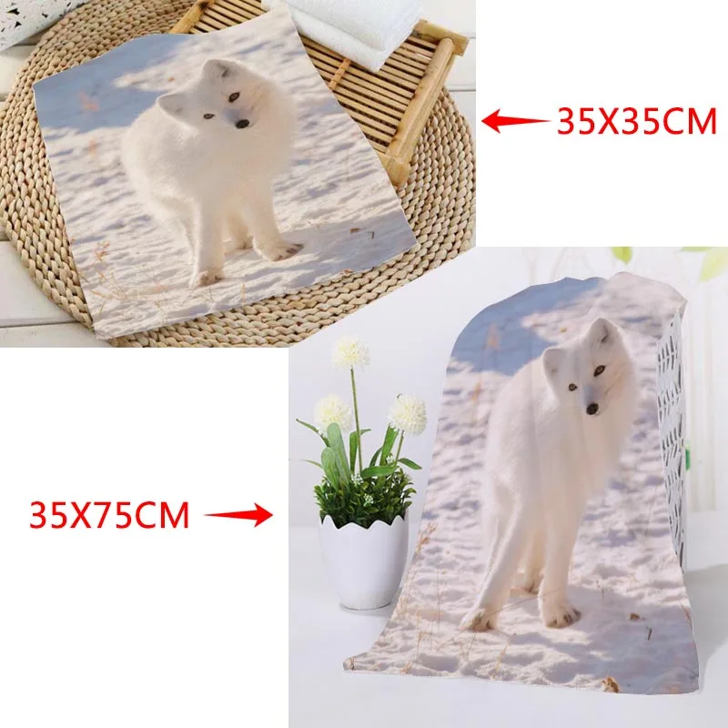 Полотенца квадратные из микрофибры с принтом Арктическая лисица 35x35 см 35x75 | Дом и