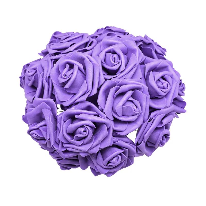 purple 24 шт./лот искусственный букет роз декоративные пены розы цветы букеты невесты для свадьбы дома Вечерние Декорации для свадьбы - Цвет: purple