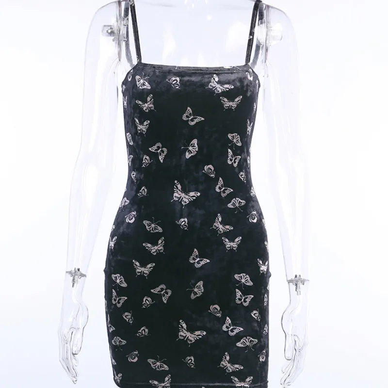 

New Hot Fashion Butterfly Summer Dress Sexy Bandage Ruched Sleeveless Mini Dress Lady Bodyson Streetwear Dresses Summer 2021