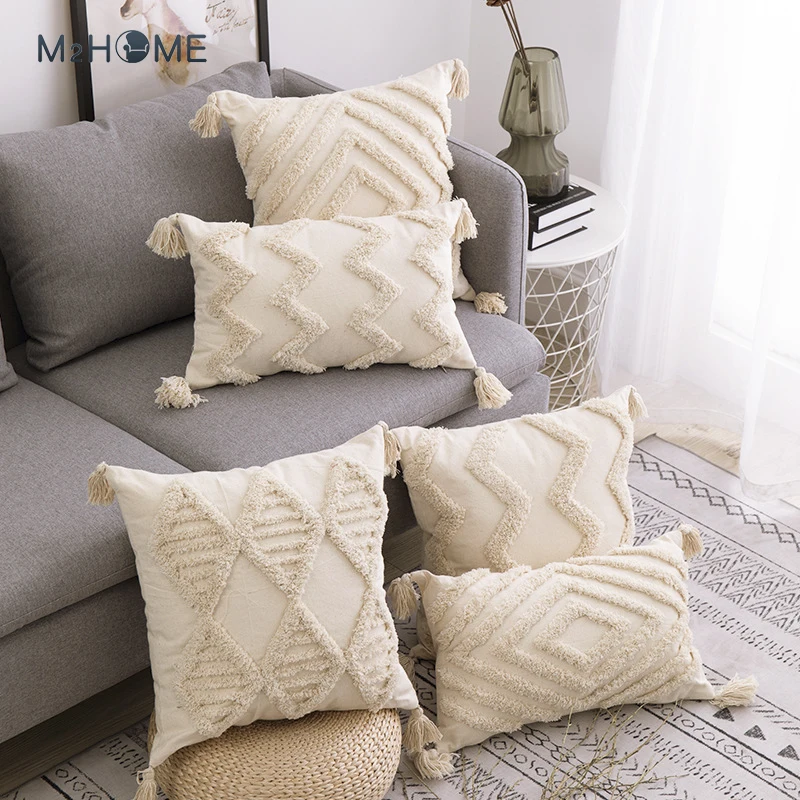 M2HOME Ленточки бежевый чехол для подушки накидка ручной работы на квадратном