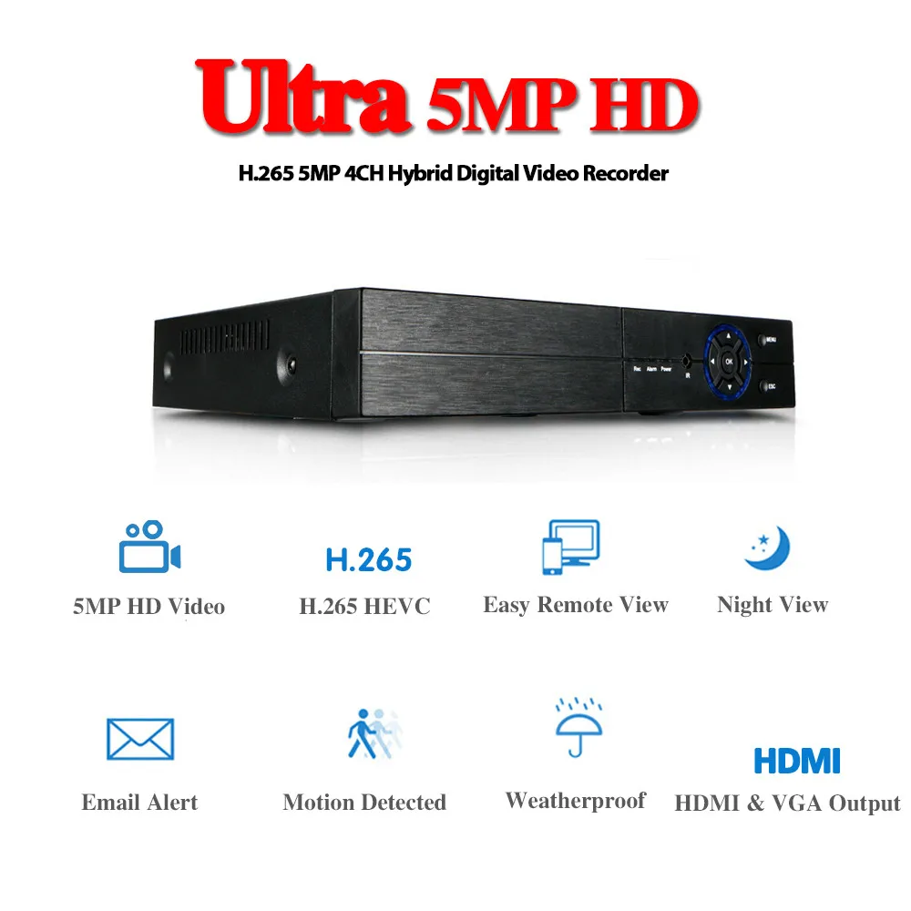 HKIXDISTE 4CH CCTV DVR рекордер AHD 5MP P2P система H.265 видеонаблюдение для аналогового TVI CVI IP