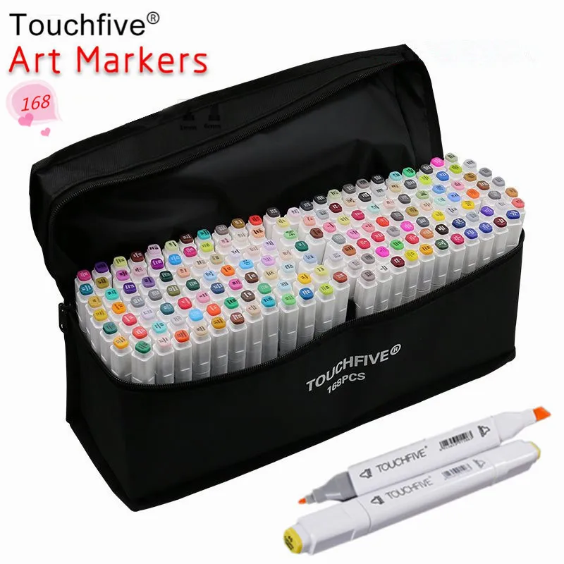 

NEW TOUCHFIVE 1 pcs matching Art Markers Brush Pen Sketch Alcohol Based Markers Dual Head Manga Drawing Pens Art Supplies