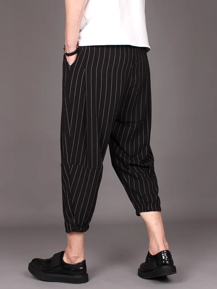 

Popular logo printing loose-fitting small feet harun seven minutes pants men's summer fashion ice silk casual eight pants