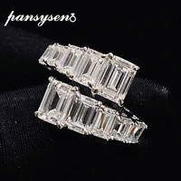 pansysen new arrival emerald cut 100 925 sterling silver created moissanite diamond ring engagement wedding bands fine jewelry