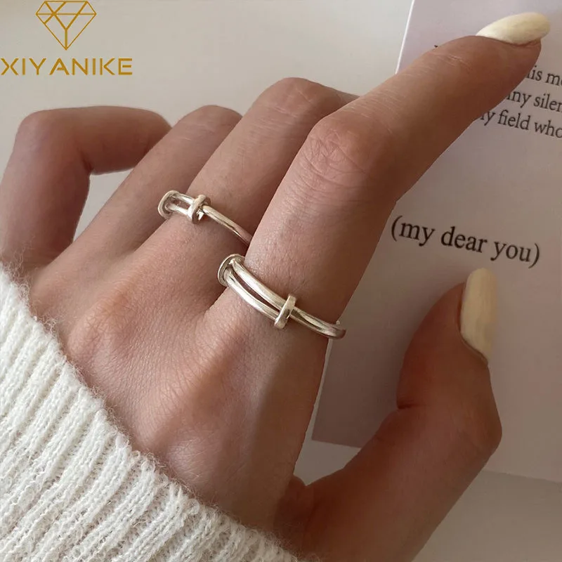 

GOLDRIA 925 Sterling Silver INS Korea Bracelet Shape Ring Female Minimalist Style Adjustable Index Finger Jewelry Party Andywen