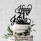 Персонифицированный индивидуальный акрил 21 Топпер для торта С Днем Рождения, блестящий золотой Топпер для кекса день рождения торт Decora