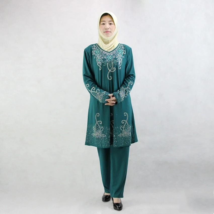 

6Color Islamic Clothing Women Abaya Arab Kaftan Ladies Muslim Fashion Arabic Autumn Clothes Pants Set Maxi Woman Dubai Abaya