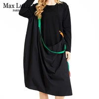 max lulu british design 2021 autumn clothes women black loose dress ladies long sleeve casual vestidos female punk style dresses