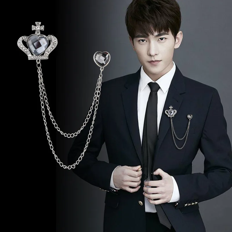 Новинка в винтажном стиле Корейская крыло значок Корона Мужская металлическая