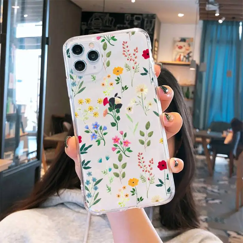 

Fashion art Flowers capa coque shell Phone Case Transparent soft For iphone 5 5s 5c se 6 6s 7 8 11 12 plus mini x xs xr pro max