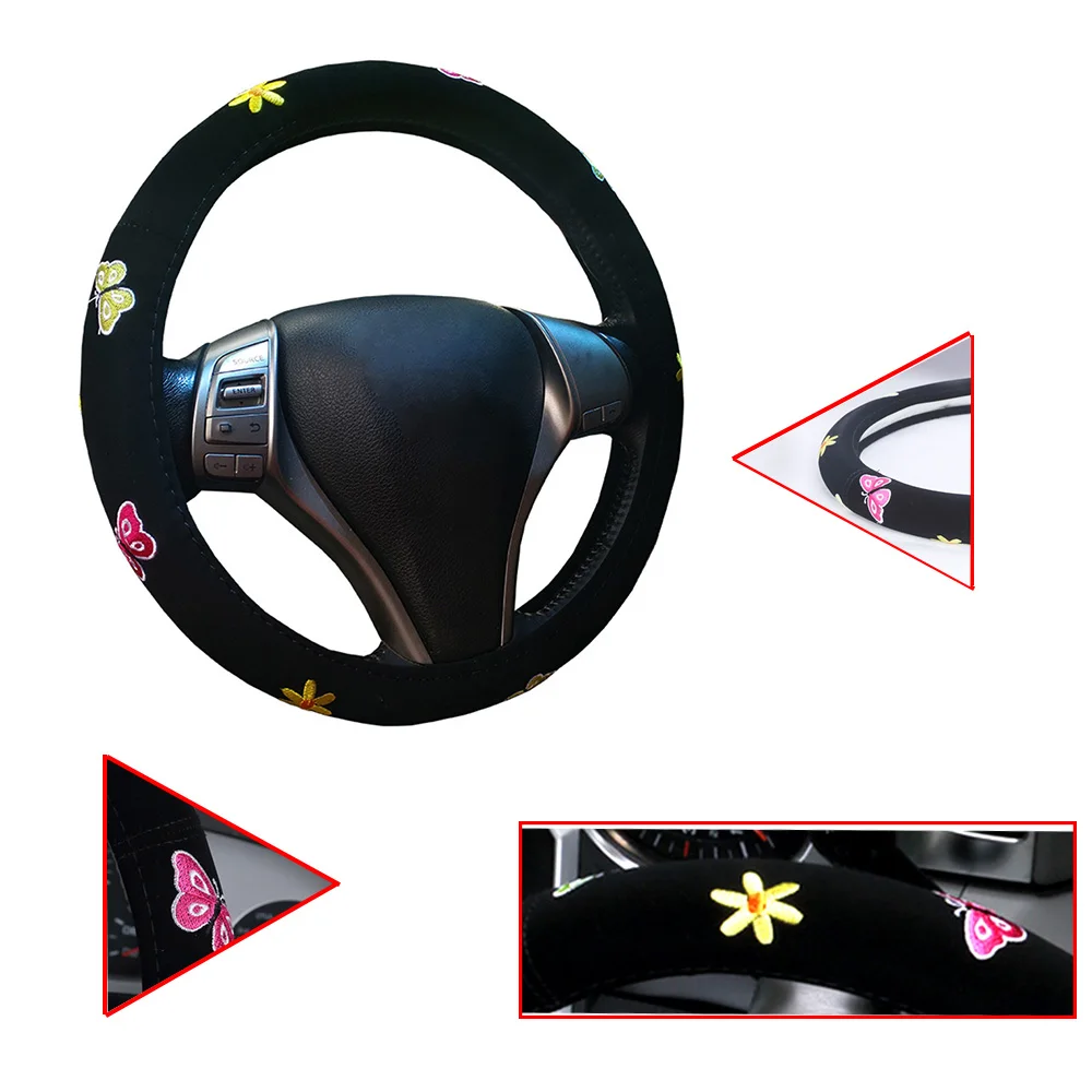 Для женщин вышитые универсальный чехол рулевого колеса автомобиля 4 Стиль Божья
