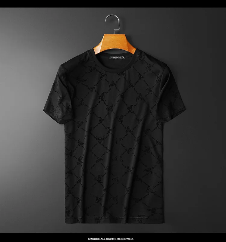 

Summer High-end men t shirt Mercerized cotton Classic picture Flocking process t-shirts fashion t-shirt for men style