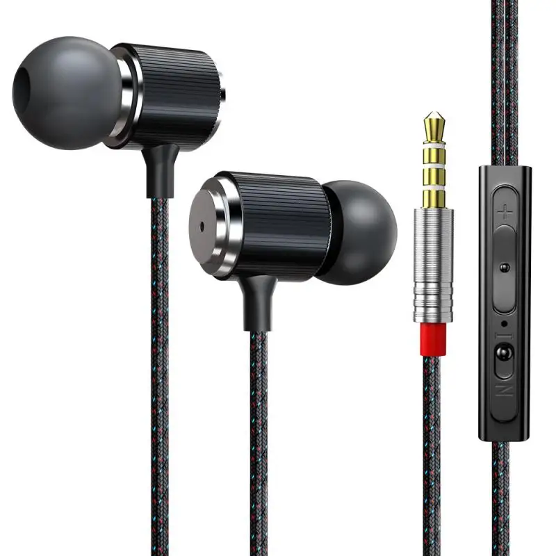 

High Guality Wired Headphones Metal Subwoofer In Ear Remote Control Music Headset Game Earphones For Microphone