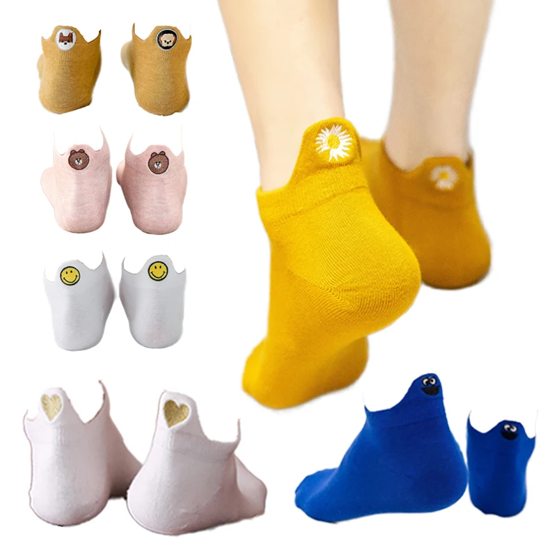 

Носки женские короткие, хлопковые, с принтом и надписями, 5 пар