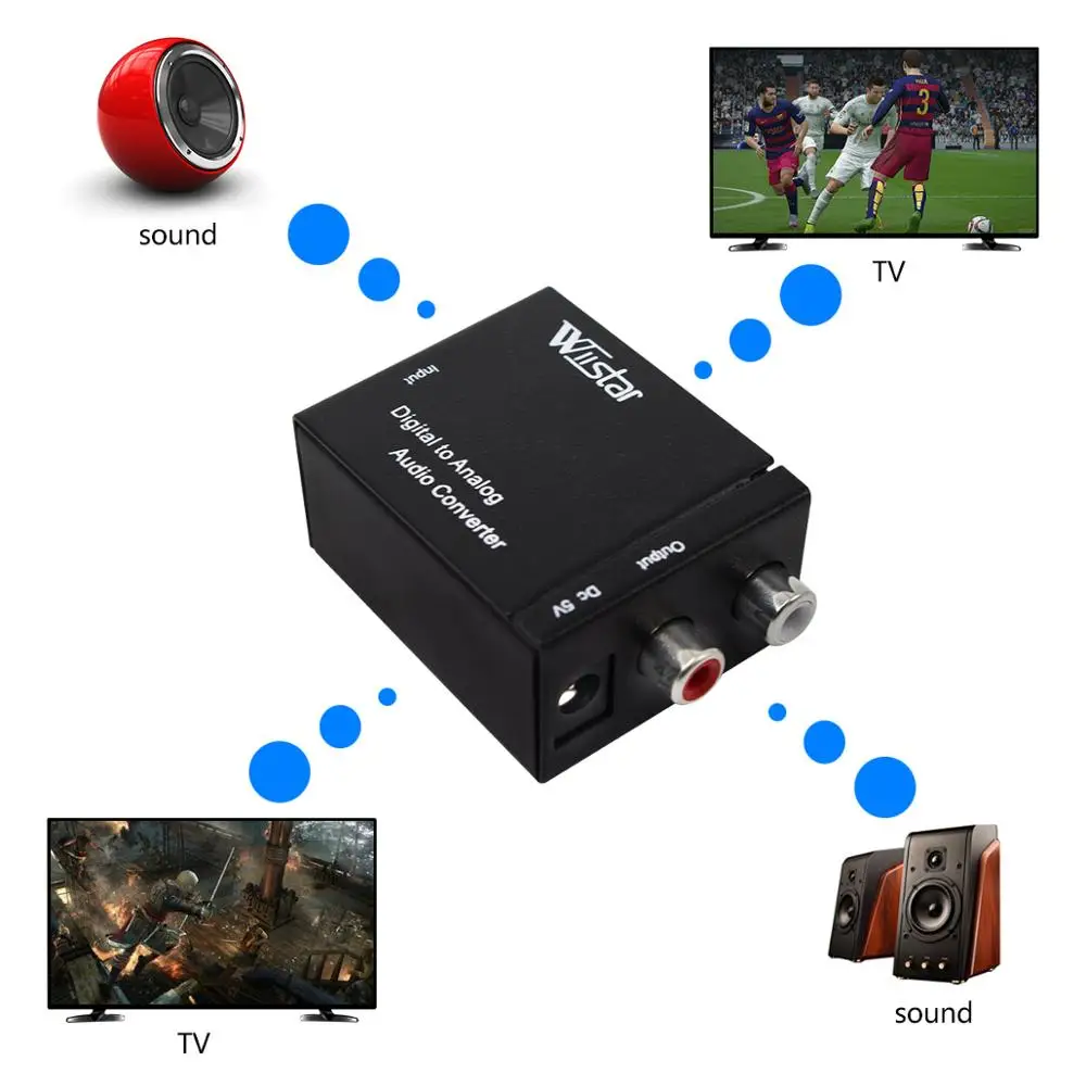 Цифровой аналоговый аудио конвертер Spdif коаксиальный адаптер RCA L/R 3 5 мм D2A с