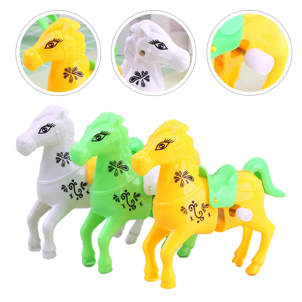 

3Pcs Funny Clockwork Toys Cartoon Colt Wind-up Toys Children Kids Pony Toys