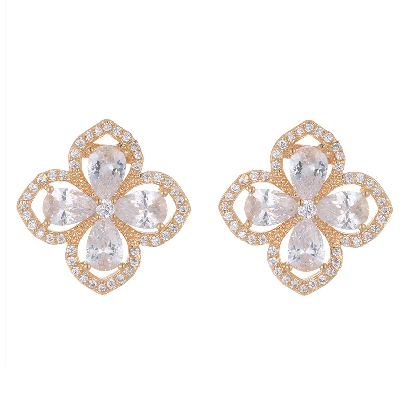 Бренд цветок Клевер серьги гвоздики верхняя одежда с геометрическим узором