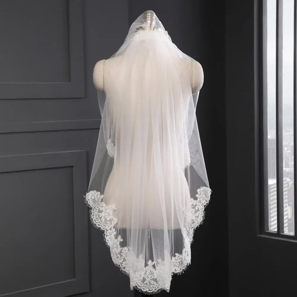 

Two Layer Bridal Veils with Comb Net Yarn Cosplay Costume Short Wedding for Props