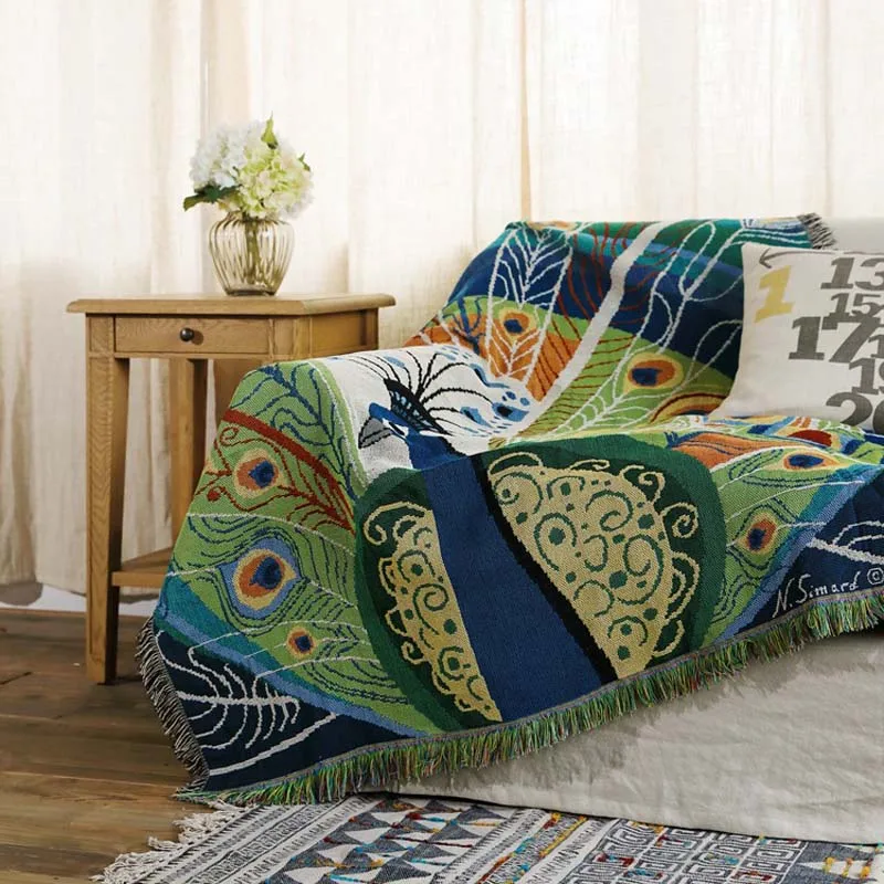 Nordic Knitted Couch Armchair Tassels Blanket Pet Dog Sleeper Sofa Mattress Protector Plaid Coverlet