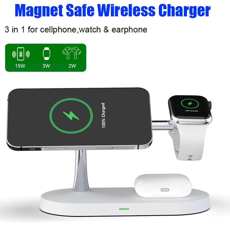 

QI 15W Fast Charging Station 3in1 Magnetic Wireless Charger For iPhone 13 12 Pro Max 11 Chargers for Apple Watch Airpods Pro