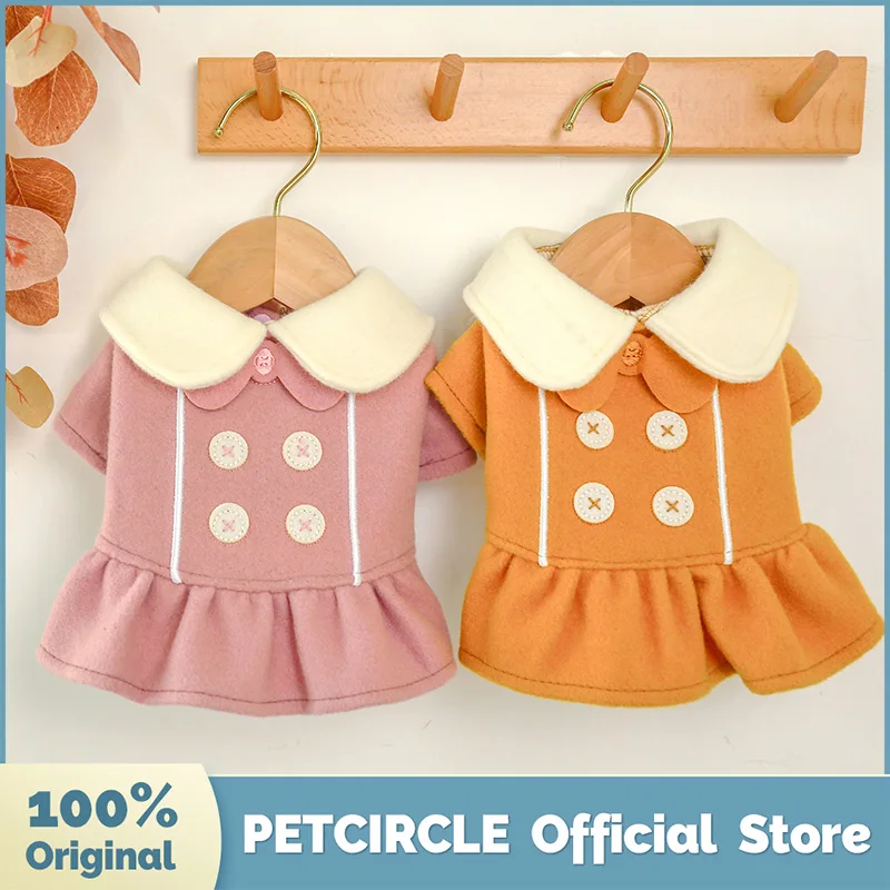 

PETCIRCLE New Dog Puppy Clothes Bow Button Dress Pet Cat Fit Small Dog Spring and Autumn Pet Cute Costume Dog Cloth Dog Skirt