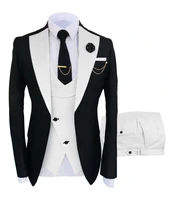 2021 elegant wedding suits for men black white bridegroom groomsmen best man blazer groom tuxedo slim fit formal costume homme