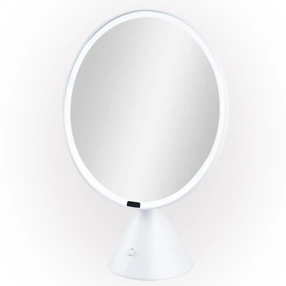Lighted Makeup Mirror with Lights Wireless Beauty Round Mirrors Battery Operated Large Tabletop Bathroom Vanity Make up Mirror - Color: Silver White