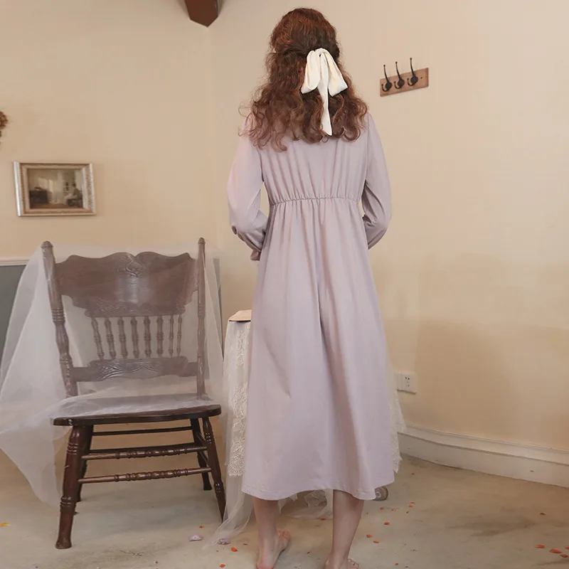 

Nightgown Women Nighty for Ladies Viscose Sleepwear Cardigan Nightdress Victorian Romance Style