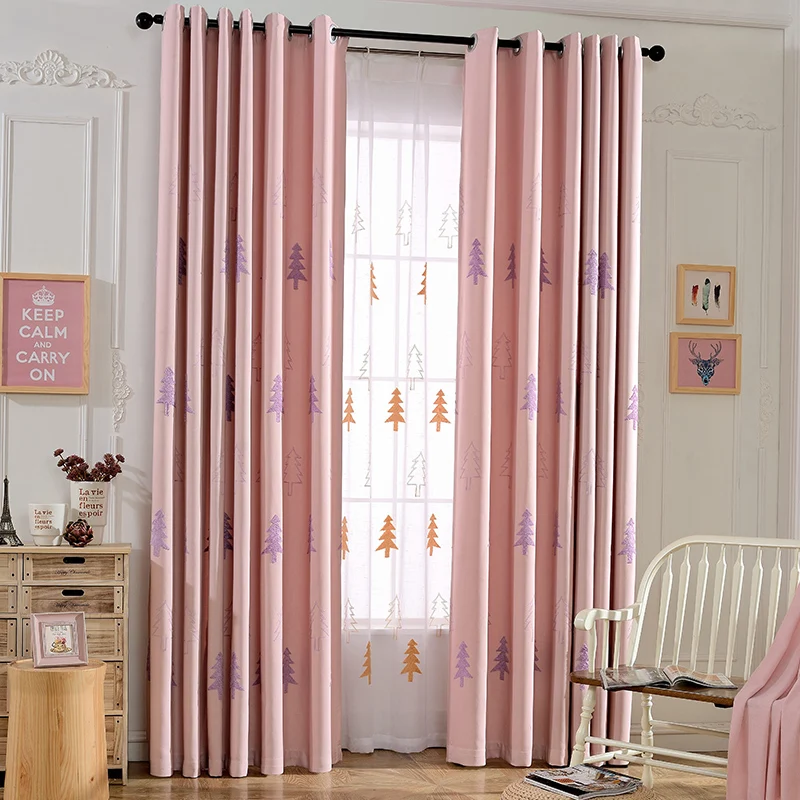 

Cartoon Curtain Shading Finished Bedroom Balcony Bay Window Custom Cotton Linen Fabric