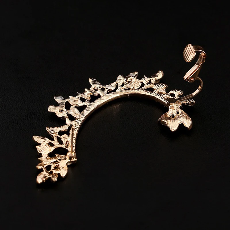 1Pc Fashion Women Leaf Ear Cuff Curved Crystal Stud Earring Jewelry Accessories | Украшения и аксессуары