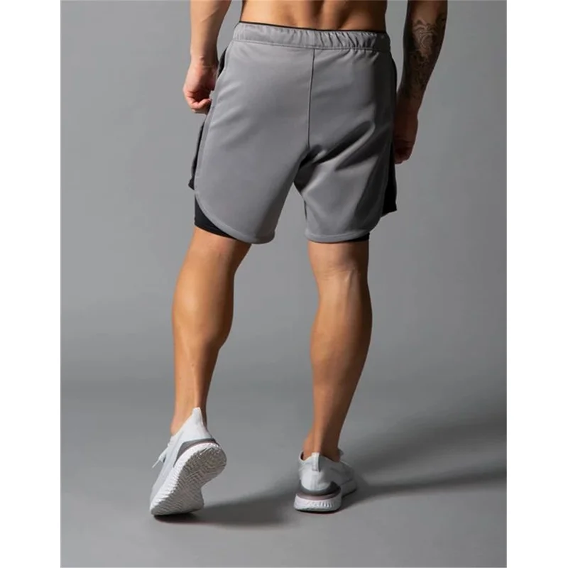 Шорты мужские спортивные 2 в 1 двухслойные дышащие для бега спортзала фитнеса