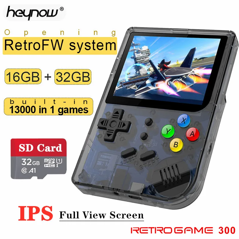RG300 Full View 2,8 дюймов ips HD экран RetroFW Linux система Ретро игровая консоль 16 ГБ+ 32 Гб Встроенный 13000+ Ретро игры игровой плеер
