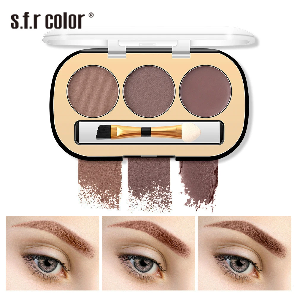 3 вида цветов для макияжа водостойкие долговечные Порошковые тени бровей Палитра