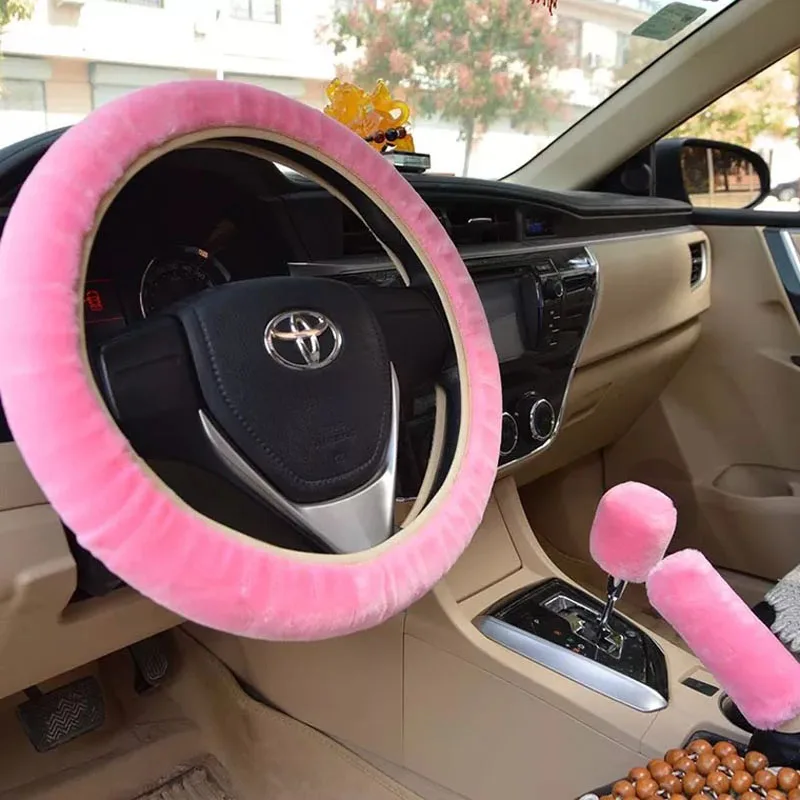 Универсальные Плюшевые Чехлы рулевого колеса автомобиля на руль зимний комплект