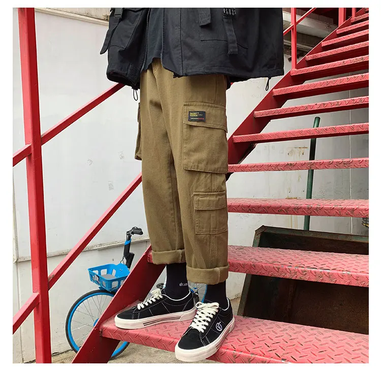 LAPPSTER Men Streetwear Cargo Pants Mens Overalls Hip Hop Joggers Thick Winter Sweatpants Male Harem Fashoins Track Pants