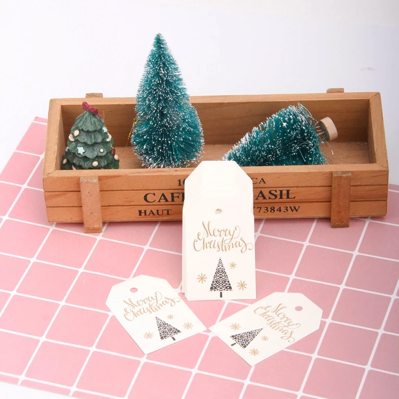 Merry Christmas C 50 шт. рождественские бумажные бирки DIY крафт-Санта-Клаус бумажные открытки для рождественской вечеринки этикетки подарочные упаковочные материалы - Цвет: Merry Christmas C