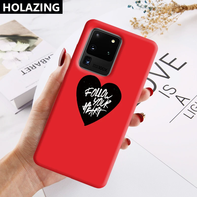 for Samsung Galaxy S20 Ultra Note 10 Plus S10 S9 S8 9 8 Silicone Case Follow Your Heart Sweet Candy Color Cover |