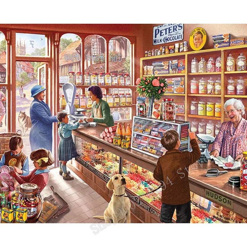 Полная квадратная круглая вышивка 5D сделай сам алмазная живопись магазин конфет