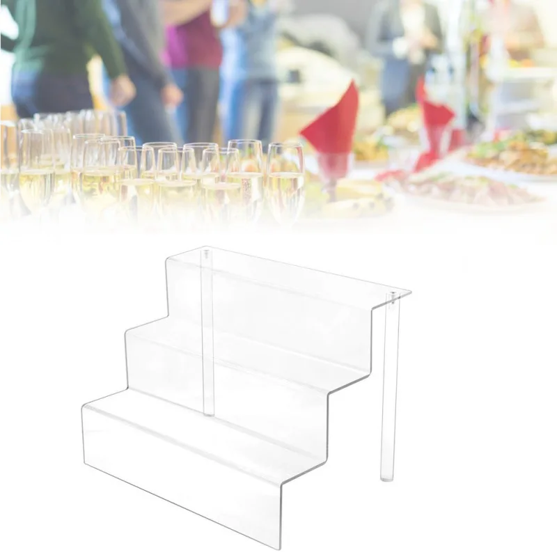 

Stylish and good quality Household Products 3-Layer Ladder Acrylic Jewelry Cosmetic Display Stand With 4MM HD Acrylic Acrylic